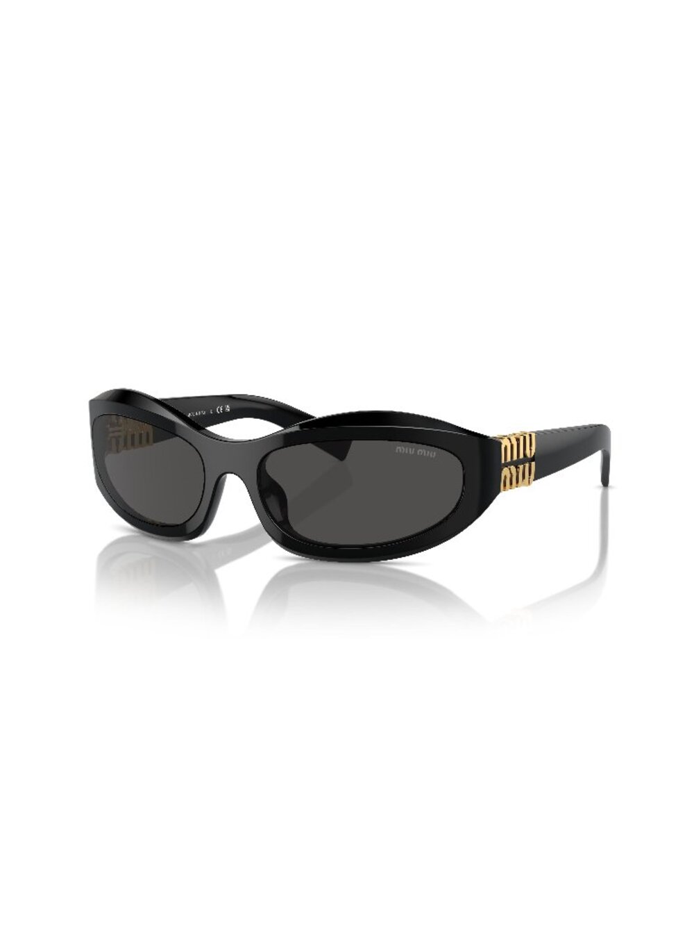 New Miu Miu Women's Sunglasses Black Aviator Grey Lens Acetate Frame MU 14ZS 59